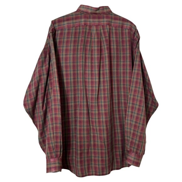 Vintage 90s Polo Ralph Lauren Rayon Long Sleeve Plaid Button-up Shirt - Size XL - Picture 2 of 7